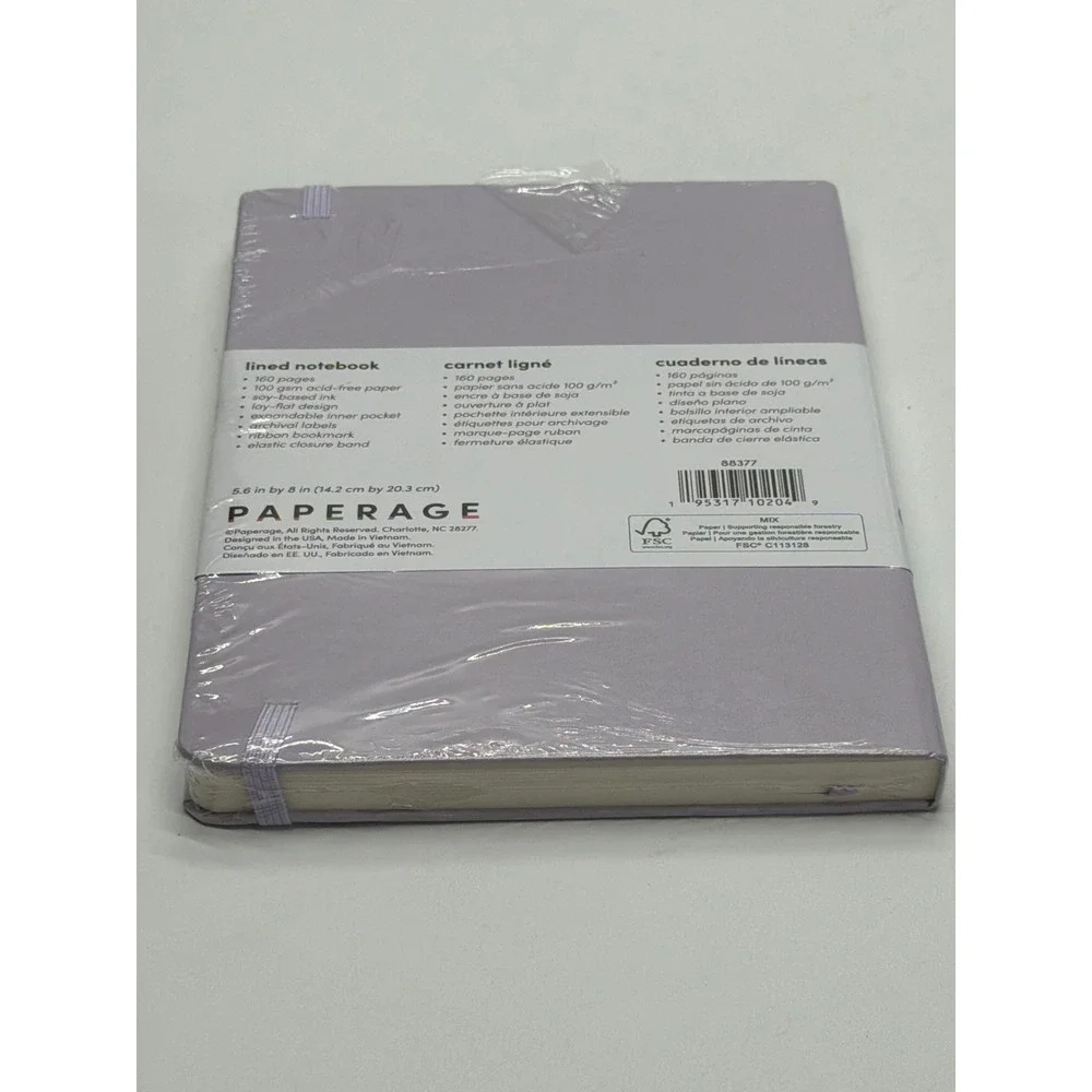 Paperage Lined Notebook Lavender Purple Hardcover Journal 160 Pages 5.6x8 88377